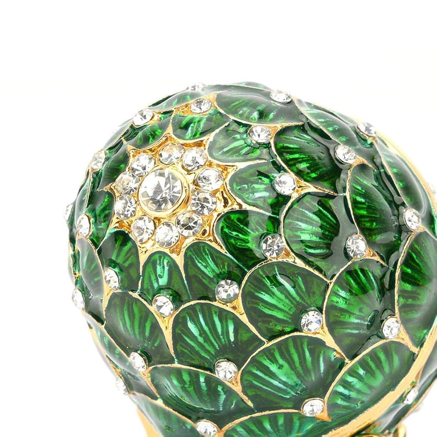 アンティーク雑貨 Vintage Egg Jewellery Box Vintage Egg Shaped Jewelry Box Enamel Trinket Box with